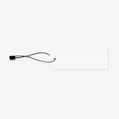 Elegant White Clothing Hangtag on Seamless White Background, Ideal for Minimalist Branding and Product Information
