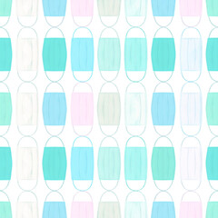 A vector illustration of a set of glass cosmetic bottles with a blue liquid design