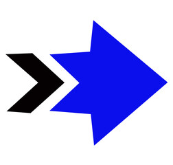 vector blue and black arrow icon on white background