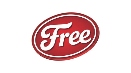 A 3D logo design of the word Free in white cursive script text, set within a red oval shape. Transparent background.