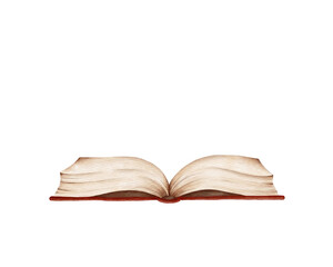 Minimalist watercolor illustration of an open book with blank pages. Ideal for book-themed designs, reading-related projects, educational materials, journaling, planner stickers, scrapbooking, 