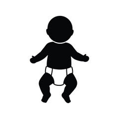 Black silhouette baby illustration newborn infant toddler child isolated vector graphic
