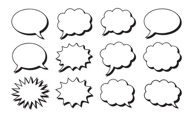 Collection of comic speech bubbles silhouette