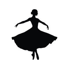 Elegant black silhouette of a ballerina in a graceful pose ballet dancer vector © artificial_azad!