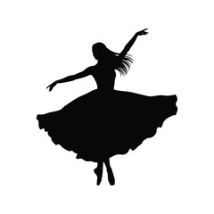 Silhouette ballerina dancing gracefully elegant ballet dancer artistic performance isolated vector © artificial_azad!
