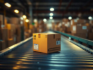 倉庫内にて、出荷前のダンボール