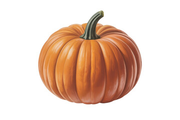 Obraz premium A realistic orange pumpkin with a green stem isolated on transparent background