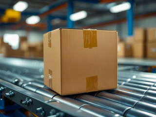 倉庫内にて、出荷前のダンボール