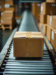 倉庫内にて、出荷前のダンボール