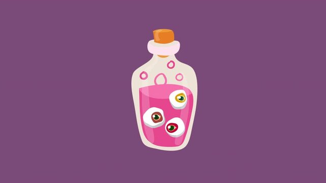 Spooky Potion: Animated Eyeballs in a Halloween Bottle