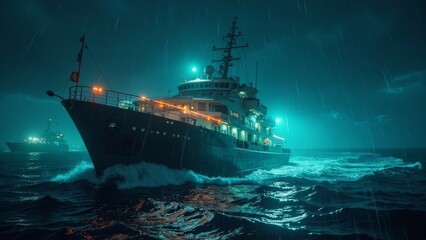 Large ships sailing on the sea surface
