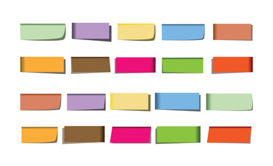 Set of Multicolor Sticky Notes Collection Isolated Square Paper Stickers on White Background.