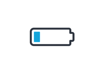 Pixelated Battery Indicator Low Power Level on transparent background