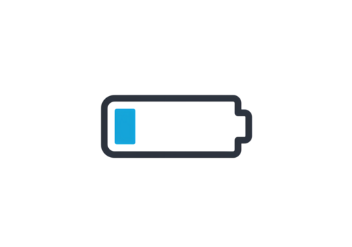 Pixelated Battery Indicator Low Power Level on transparent background