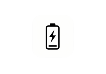 Low Battery Icon Minimalist White Square Design for Mobile Apps and Websites on transparent background