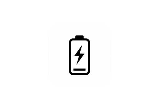 Low Battery Icon Minimalist White Square Design for Mobile Apps and Websites on transparent background