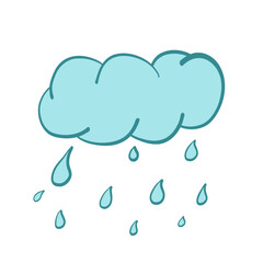 Obraz premium Light blue cloud raining heavily, depicting meteorological conditions with minimalist graphic design on stark white backdrop