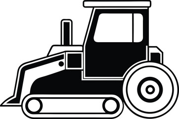 Obraz premium Black silhouette of a construction bulldozer isolated on white background