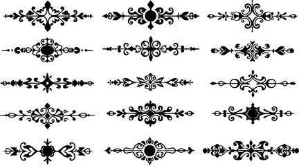 Vintage Divider Ornaments SVG Bundle | Flourish Line Art Clipart Pack