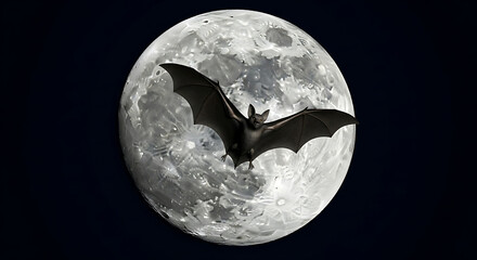 Bat flying in front of full moon