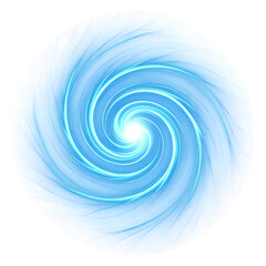 Bright blue swirling energy vortex isolated on transparent background