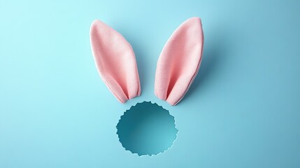 Cute animal ears element on minimalist blue background with copy space, perfect for web banners and invitation design.
