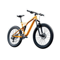 Orange mountain bike studio shot alone