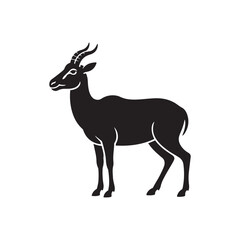 Obraz premium Solid Black Saiga Antelope Silhouette with Curved Snout on White Background