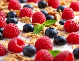 Close-up of a breakfast cereal with berries
