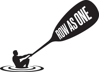Row As One Silhouette Vector Illustration Rowing Teamwork Concept Design Graphic Art