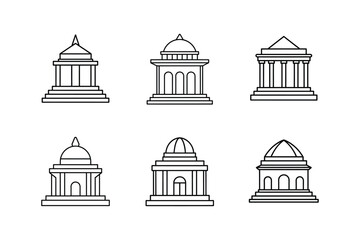 mausoleum at halicarnassus icon line art vector illustration