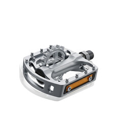 Detailed studio shot showcasing a bicycle pedal with reflector, transparant background