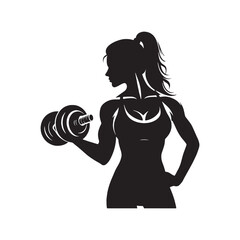 Obraz premium Gym women Silhouette - Minimalist Gym Women Vector - Illustration of Gym Women Design.