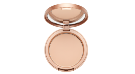 Gold compact makeup shows powder surface. This product shot presents a modern, clean style for beauty marketing, cosmetic product staging, and advertising.