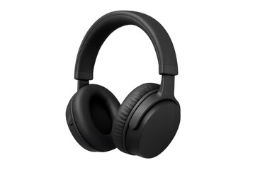 Modern black wireless headphones isolated on transparent background