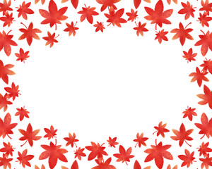 紅葉　水彩風イラスト　秋フレーム　秋の招待状・カードデザイン・ポスター・和風デザイン・年賀状制作向け