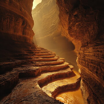Exploring mystical canyon pathways at dawn nature's landscape photography serene environment ground level perspective tranquility revealed