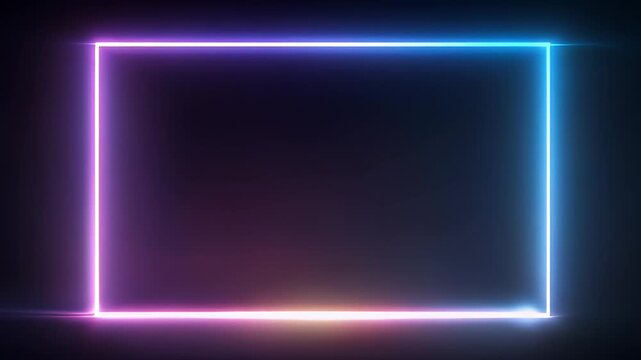 Neon Light Frame with Colorful Glow on Dark Background 1920x1080