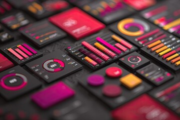 Abstract graphic design with data visualizations