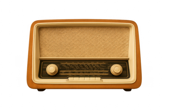 Classic vintage radio featuring wooden casing and retro knobs