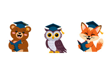 Storybook woodland friends, fox rabbit bear elephant dove vector, gentle nursery characters, children friendly vector