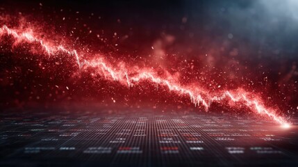 Dramatic Red Declining Stock Market Chart Financial Crisis and Loss