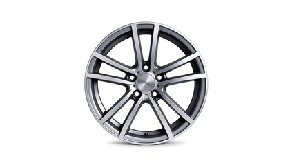Sleek Silver Alloy Wheel Design on a White Background for Automotive Concepts