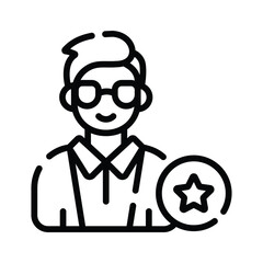 A linear icon showing famous celebrity at event