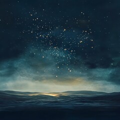 Obraz premium a surreal landscape with floating twinkling constellations isolated on a minimalistic background