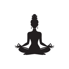Meditating Women Vector - Illustration of meditating Women - Minimalist Design of Meditating Women.