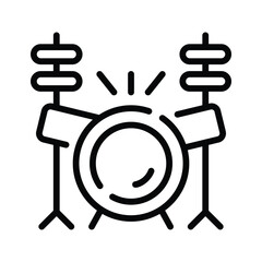 A linear icon of musical drums at event