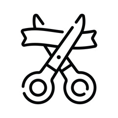 A linear icon showing ribbon cutting at inauguration event