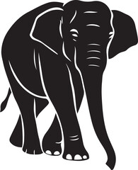 Walking elephant silhouette, Wildlife animal black vector art