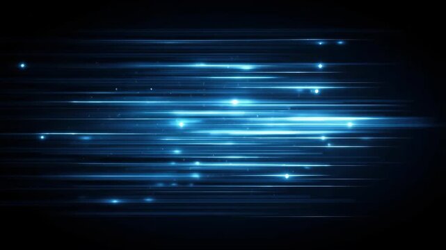 futuristic glowing blue light streaks moving horizontally in fast abstract motion loop 4k animation video